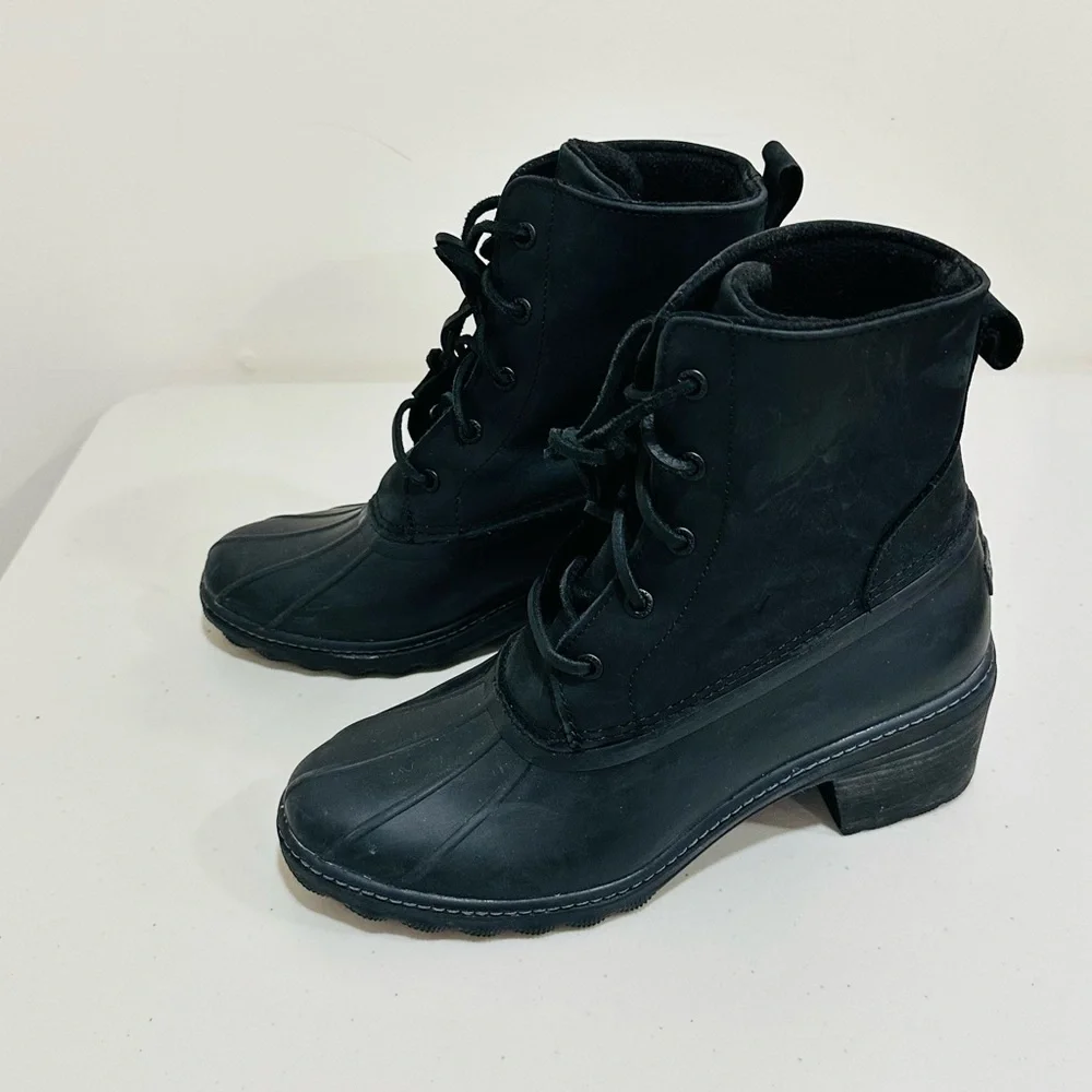 Women's Sperry Saltwater‎ Heel Duck Boots Black STS85478 Size 9Medium M Leather